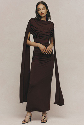 Ruched Cape Maxi Gown | Anthropologie (US)