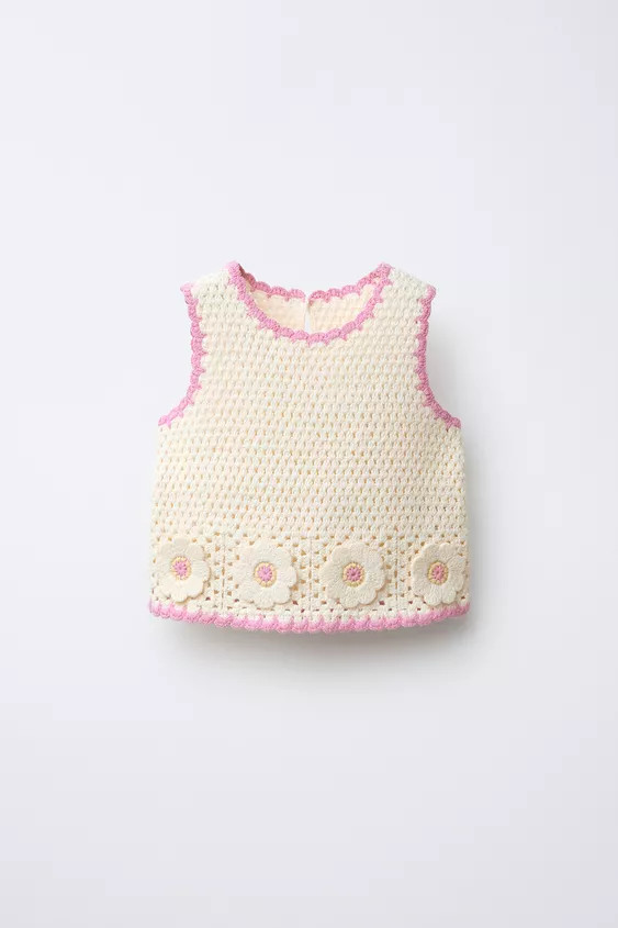 CROCHET KNIT TOP WITH FLOWERS | Zara US