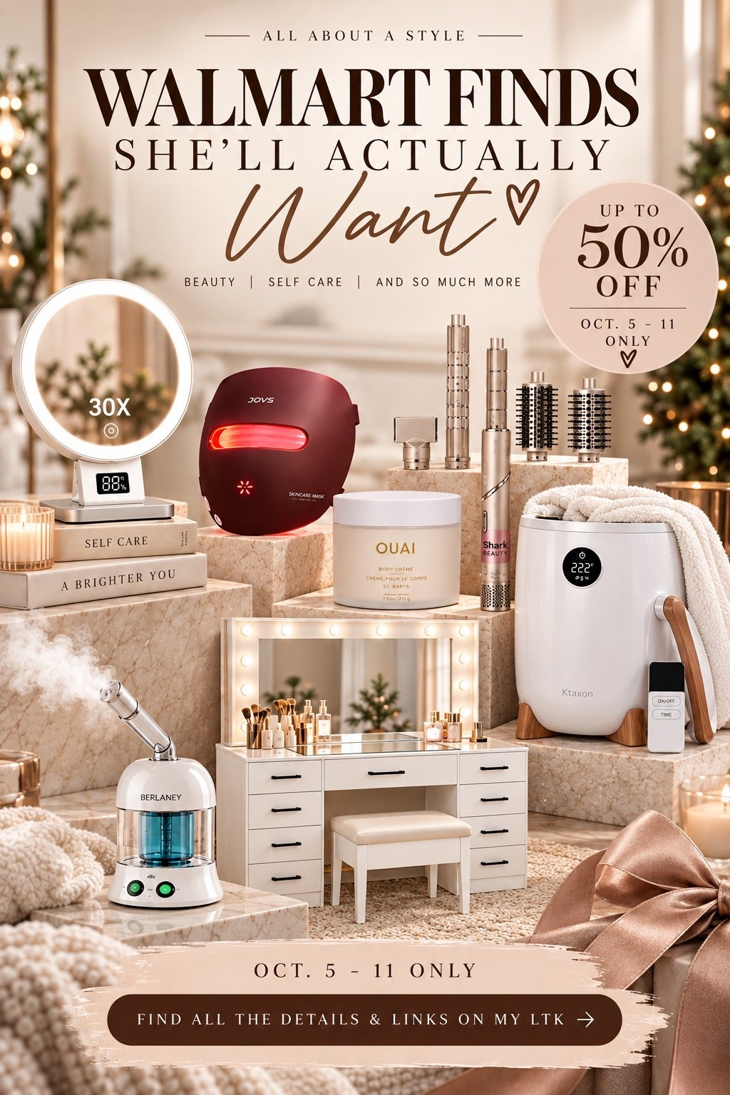THE WALMART FINDS SHE’LL ACTUALLY WANT 🤎

Okay Walmart… you understood the assignment. 👏🏼
Beauty, self-care + a few little luxuries that make the BEST gifts for the lady in your life—or yourself, because I fully support that too. 🤎

And with up to 50% off Oct. 5–11, now is the time to grab them.

I’ve rounded up my favorites for you. 🤎 Find all the details + direct links on my LTK. Make sure you’re following me so you don’t miss the links + more finds like these!
@Walmart
#WalmartFinds #WalmartDeals #WalmartFashion #GiftIdeasForHer #GiftsForHer #BeautyFinds #SelfCareFinds #HolidayGiftGuide #HolidayShopping #LTKFinds #AllAboutAStyle