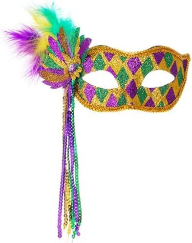 Rthjsfj Mardi Gras Mask with Feathers for Women, Masquerade Venetian Carnivals Halloween Cosplay ... | Amazon (US)