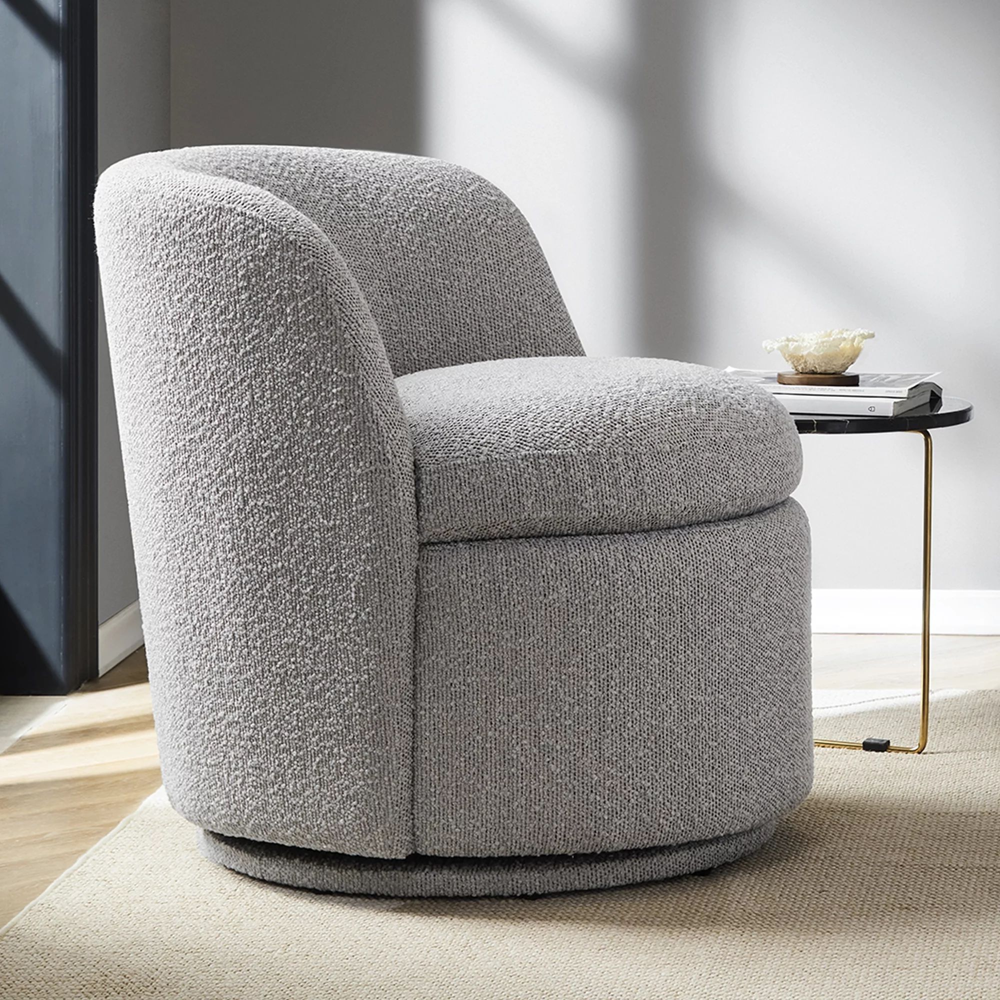 CHITA Swivel Accent Chair Armchair, Round Barrel Chairs in Fabric for Living Room Bedroom, Boucle... | Walmart (US)