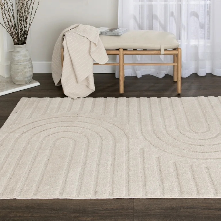 Better Homes & Gardens Arches Hi Low Indoor Area Rug, Ivory, 5'x7' - Walmart.com | Walmart (US)