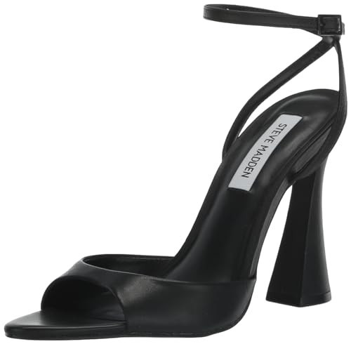 Steve Madden Women's Beki Heeled Sandal, Black Leather, 10 | Amazon (US)