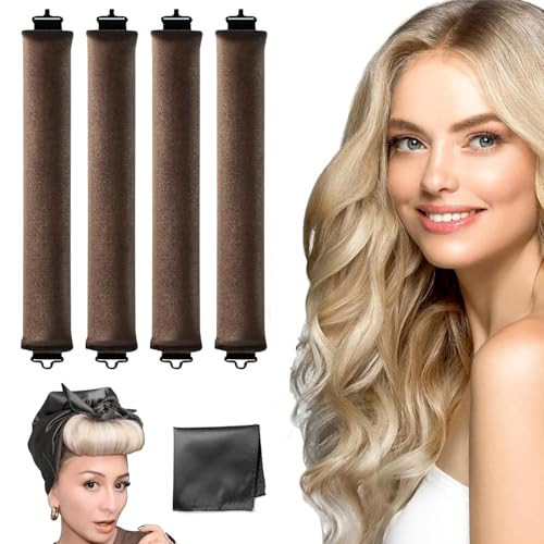 Heatless Hair Curler - Overnight Blowout Rods for All Hair Types, No Heat Needed, Healthy and Stylish Heatless Curling Set jumbo heatless hair curler to sleep in Heatless Hair Curlers (4 coffee) | Amazon (US)