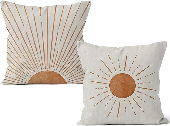 HIWX Abstract Boho Sun Decorative Pillowcase Throw Pillow Cover, Modern Art Sunrise Sunshine for ... | Amazon (US)