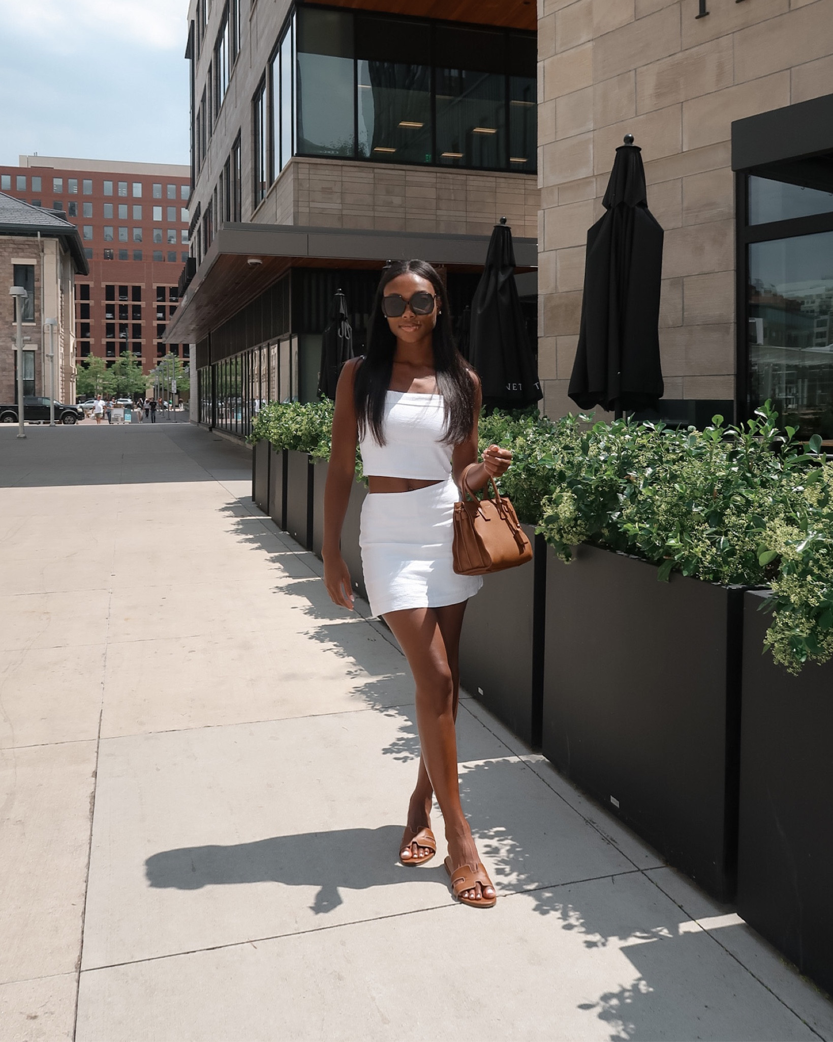 White matching set, white linen skirt, white top, brown sandals, YSL bag, brown handbag, summer style, summer fashion,
Abercrombie outfit, brunch outfit, daytime look, mini skirt, leather sandals, oversized square sunglasses 

#LTKunder100 #LTKshoecrush #LTKitbag