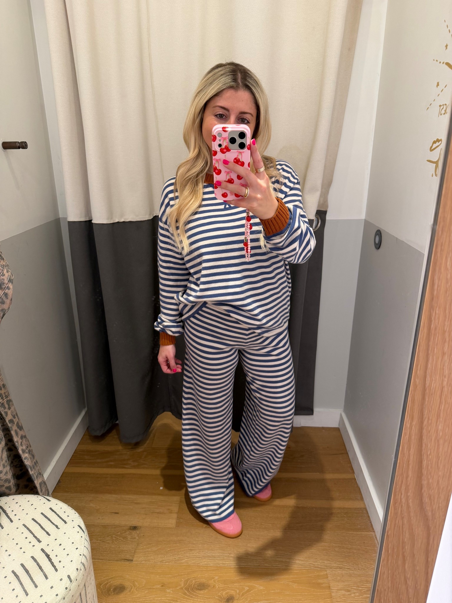 New striped set is soo good! Very soft and comfy! Xs sweater and small trouser pants! 
Pink adidas 

#LTKootd