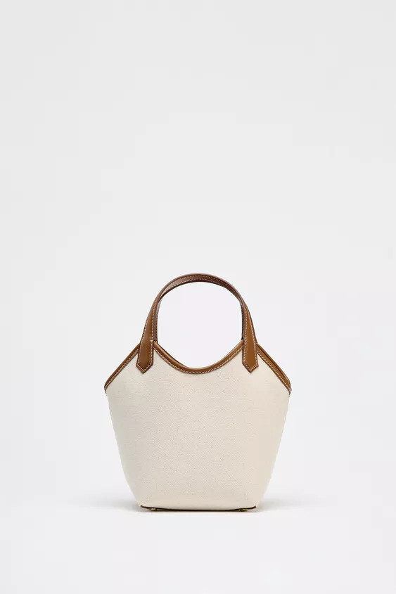 CONTRAST CANVAS MINI SHOPPER | Zara US