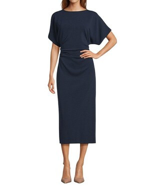 Carter Short Sleeve Crew Neck Crepe Sheath Midi Dress | Dillard's