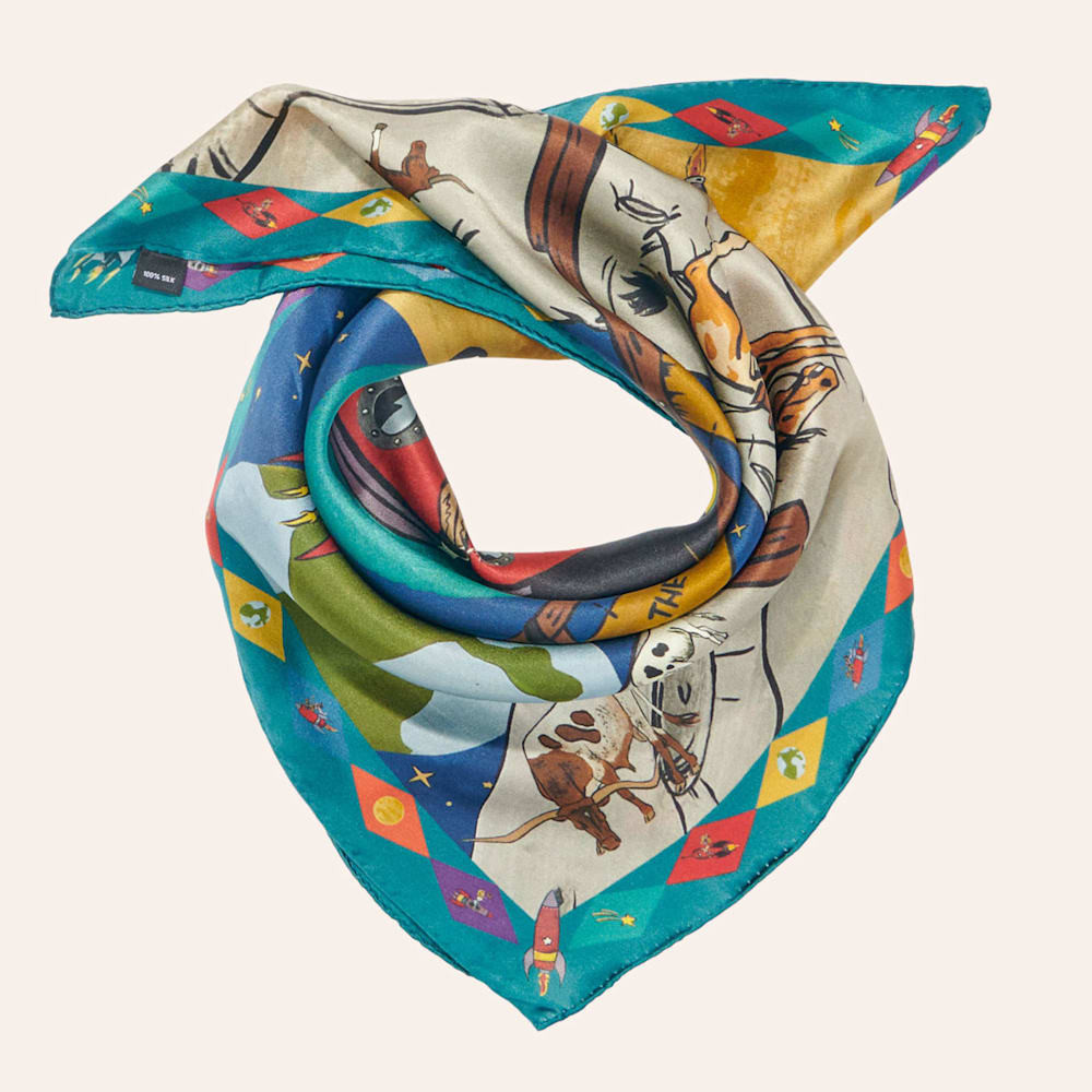 Fringe Scarves Multicolor Space Cowgirl Shorty Silk Scarf | Cavender's