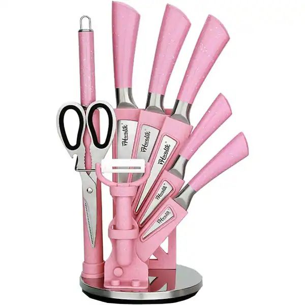 9PC Pink Wheat Straw Sharp Cooking Knife Set with Acrylic Stand - Bed Bath & Beyond - 37205177 | Bed Bath & Beyond
