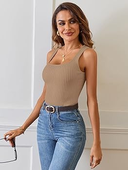 MEROKEETY Women's Ribbed Knit Tank Tops 2025 Square Neck Sleeveless Summer Basic Shirts Sweater V... | Amazon (US)