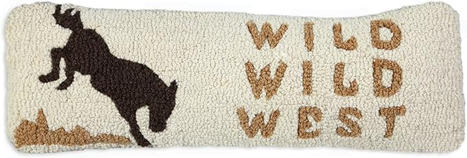 Artist-Designed Wild Wild West Hand-Hooked Wool Decorative Throw Pillow (8 IN x 24 IN) Horse-Them... | Amazon (US)