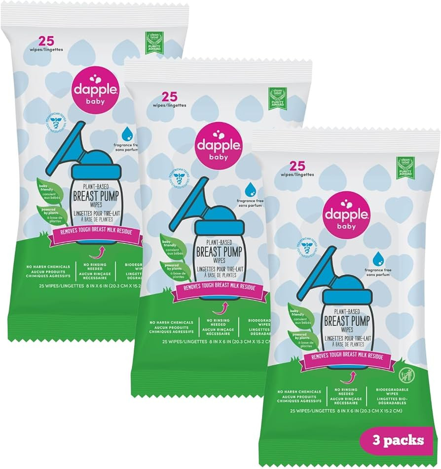 Dapple Baby Breast Pump Wipes - 75 Count (Pack of 3), Fragrance Free, Plant Based & Hypoallergeni... | Amazon (CA)