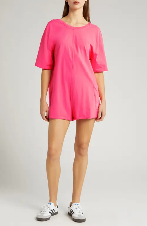 Free People FP Movement Hot Shot T-Shirt Romper in Electric Sunset at Nordstrom, Size Medium | Nordstrom