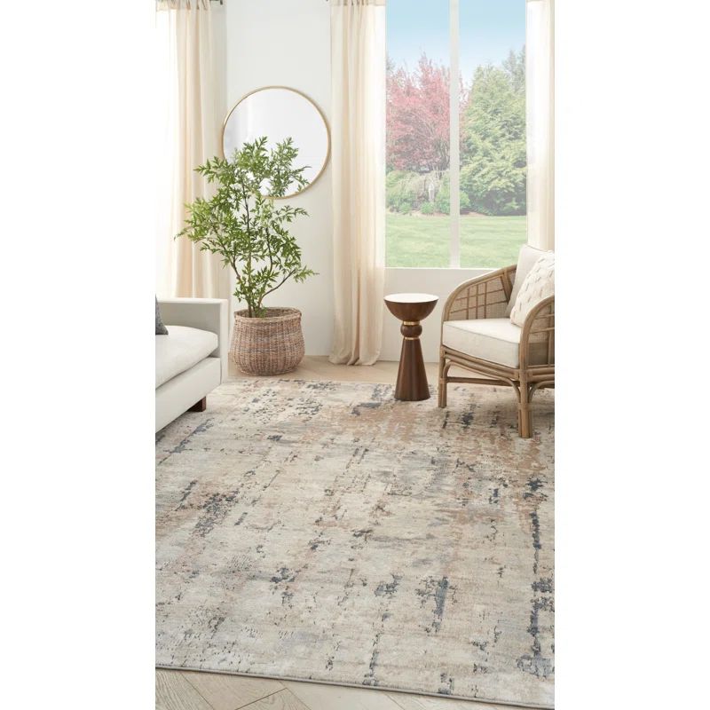 Addie Abstract Machine Made Power Loom Polyester/Polypropylene Area Rug in Beige/Gray | Wayfair Professional