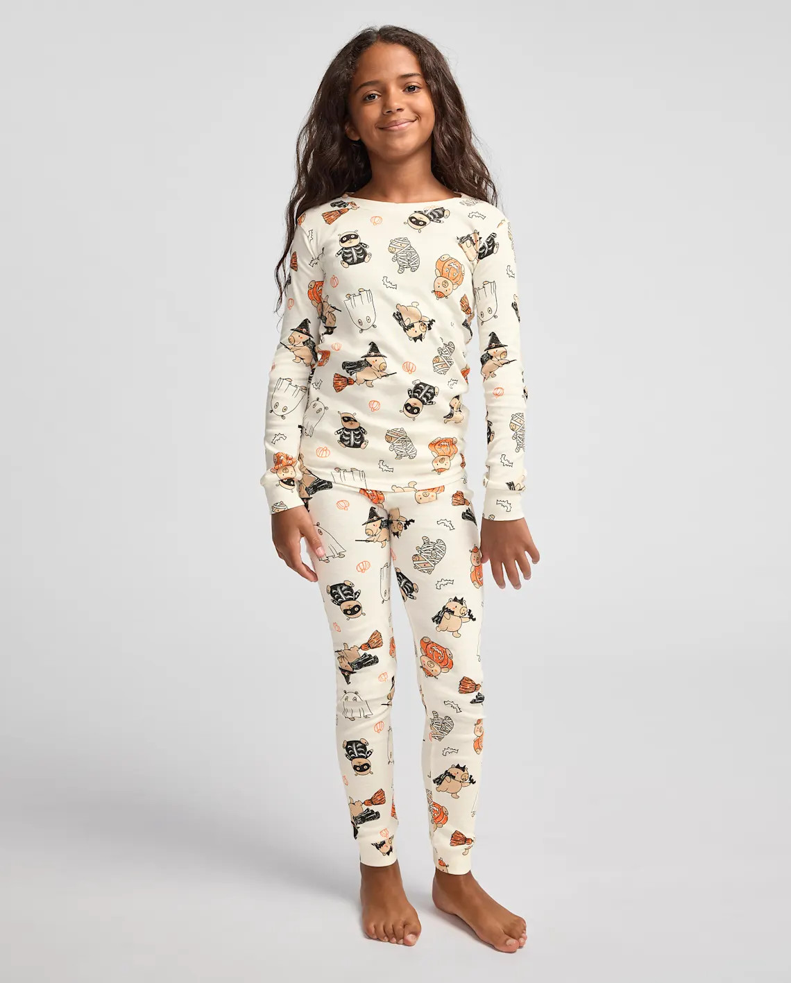 Kids Halloween Capybara Snug Fit Cotton Pajamas - white | The Children's Place