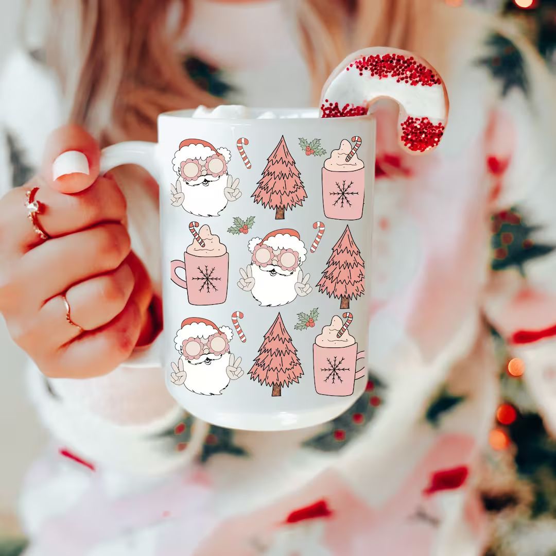 Christmas Wrap Mug Retro Christmas Seasonal Decor Pinkmas - Etsy | Etsy (US)