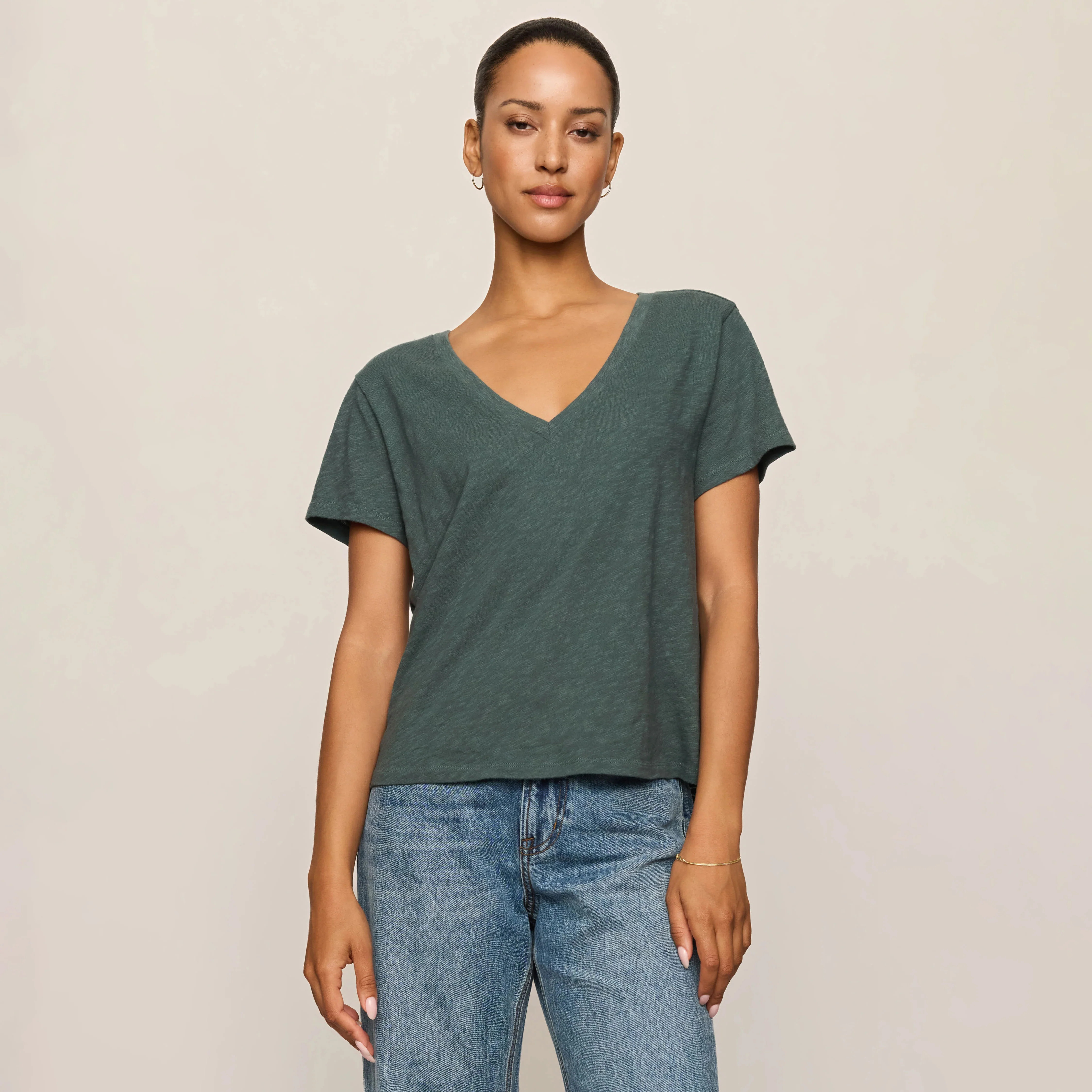 Z Supply Nomad V-Neck Tee in Emerald Cove | The Addison West