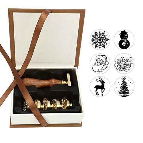 Lpraer Christmas Wax Seal Stamp Set, 6Pcs Sealing Wax Stamps with Wooden Handle and Gift Box for Wed | Amazon (US)