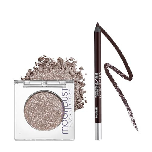 URBAN DECAY Moondust Space Cowboy + Brown Eye Pencil Makeup Set – 24/7 Moondust Glitter Eyeshadow Compact (Shimmery Champagne Gold) + 24/7 Glide-On Eyeliner Pencil (Matte Brown) – Bundle Kit | Amazon (US)
