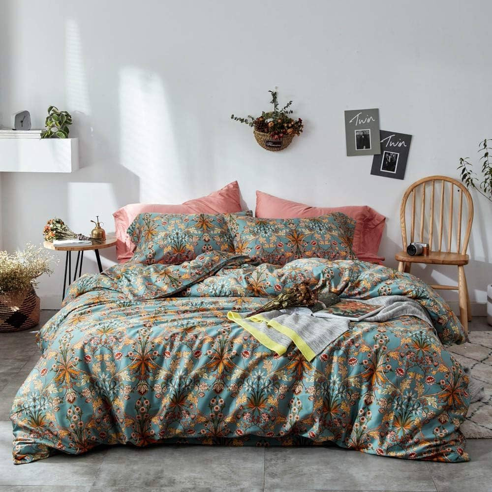 VM VOUGEMARKET Gold Duvet Cover Queen,Medallion Paisley Print Bedding Set 400 Thread Count Percal... | Amazon (US)
