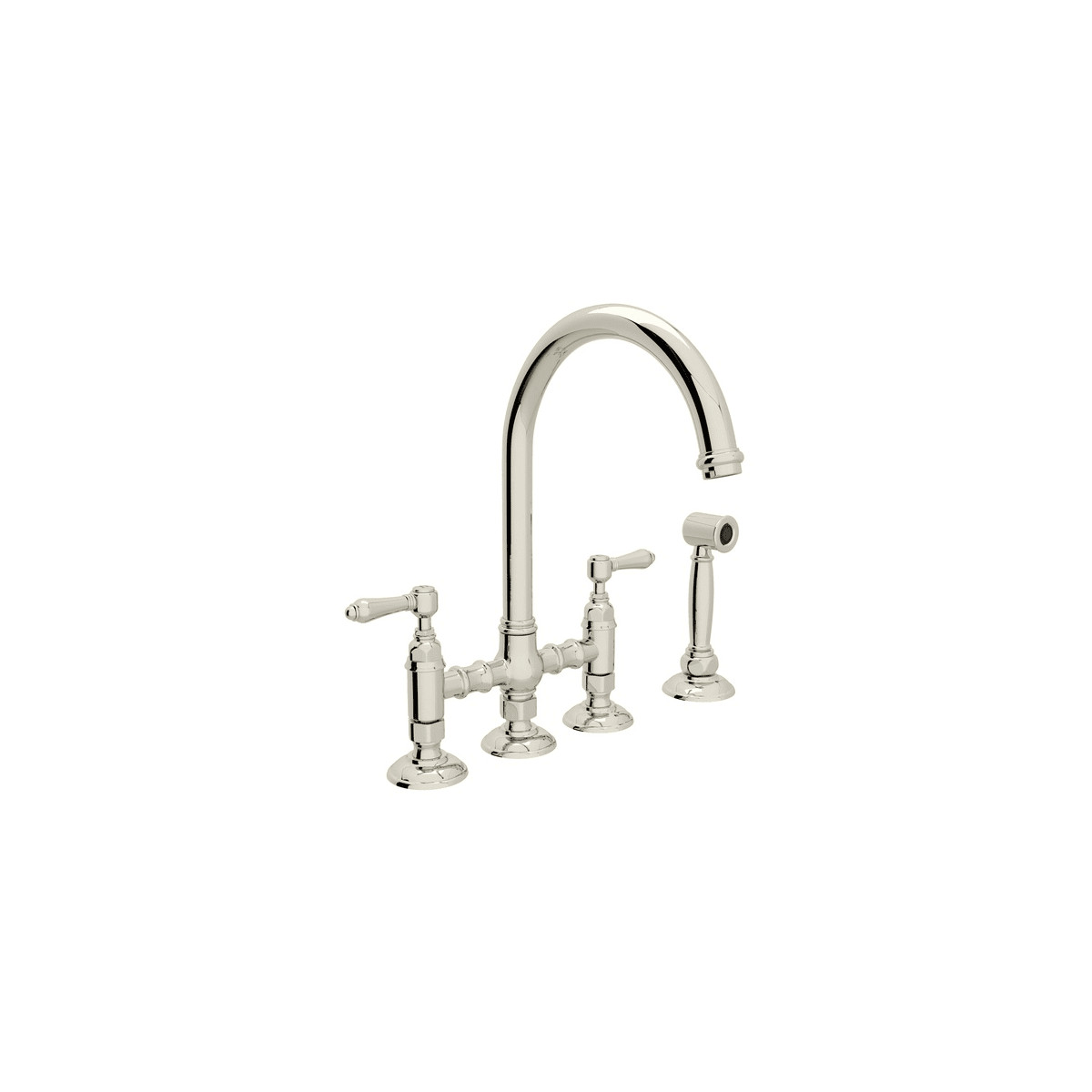 Rohl A1461LMWSPN-2 Polished Nickel Italian Kitchen San Julio 1.8 GPM Bridge Faucet with Two Lever... | Build.com, Inc.