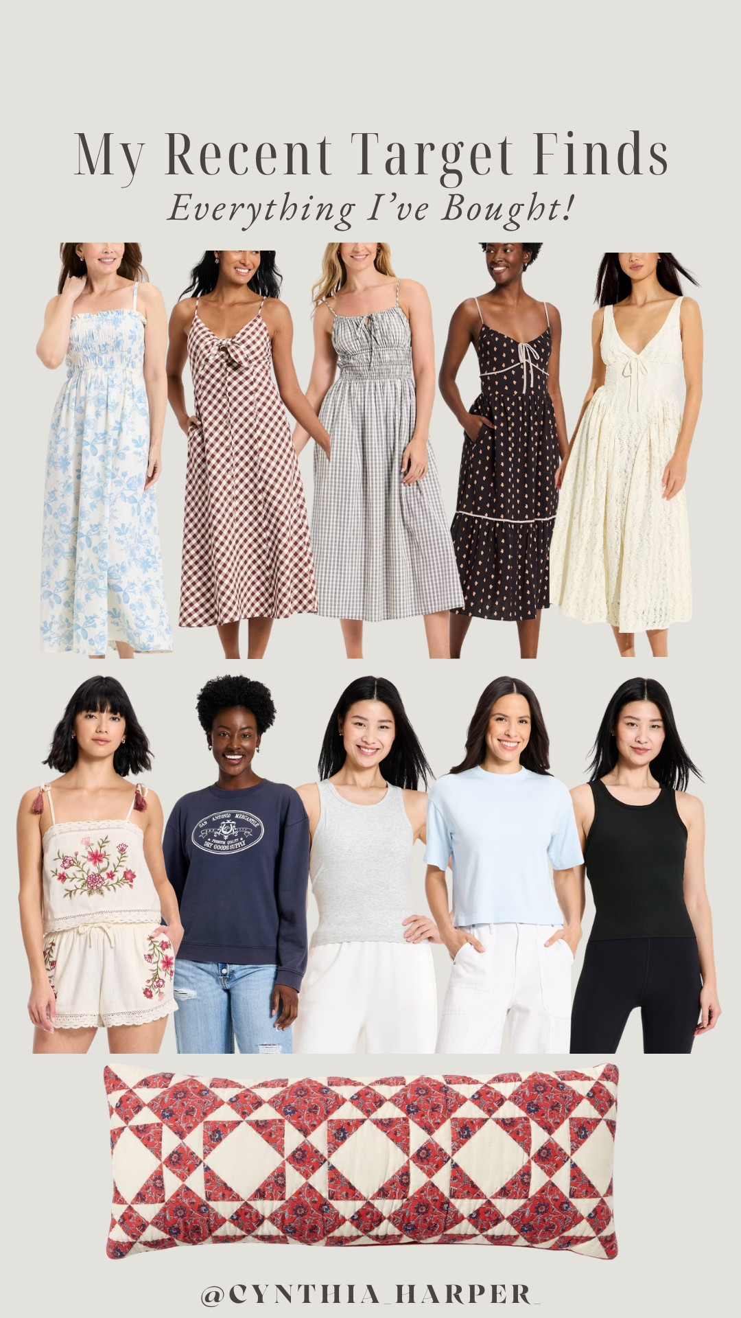 Recent Target finds - the cutest dresses, tops and patchwork pillow! 

#targetfinds #ltkstyle #ltkhome 

 