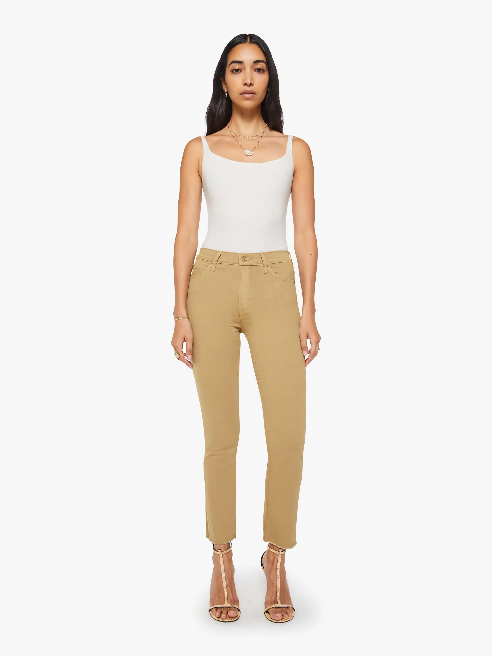 The Mid Rise Dazzler Ankle Fray - Prairie Sand | Mother Denim