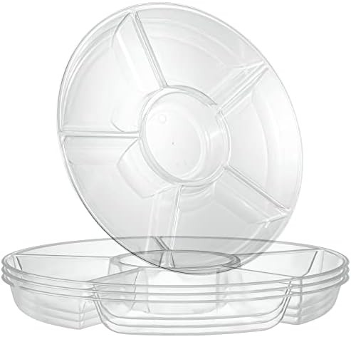 Plasticpro 6 Sectional Round Plastic Serving Tray/Platters Clear Pack of 2 | Amazon (US)