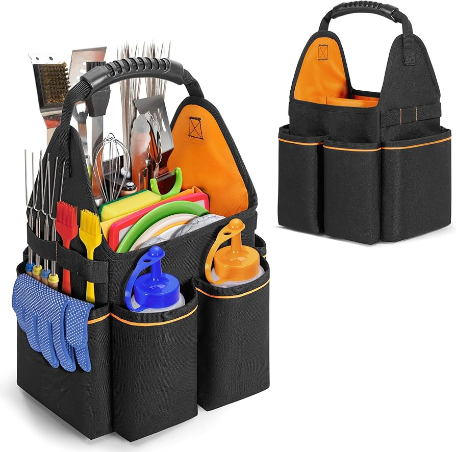 HODRANT Grill Utensil Storage Bag, Portable BBQ Tool Caddy with Divider & Boards, Large Grilling ... | Amazon (US)