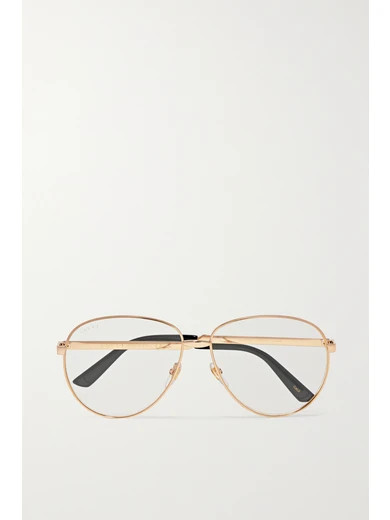 Gucci - Aviator-style Gold-tone Optical Glasses - one size | NET-A-PORTER (UK & EU)