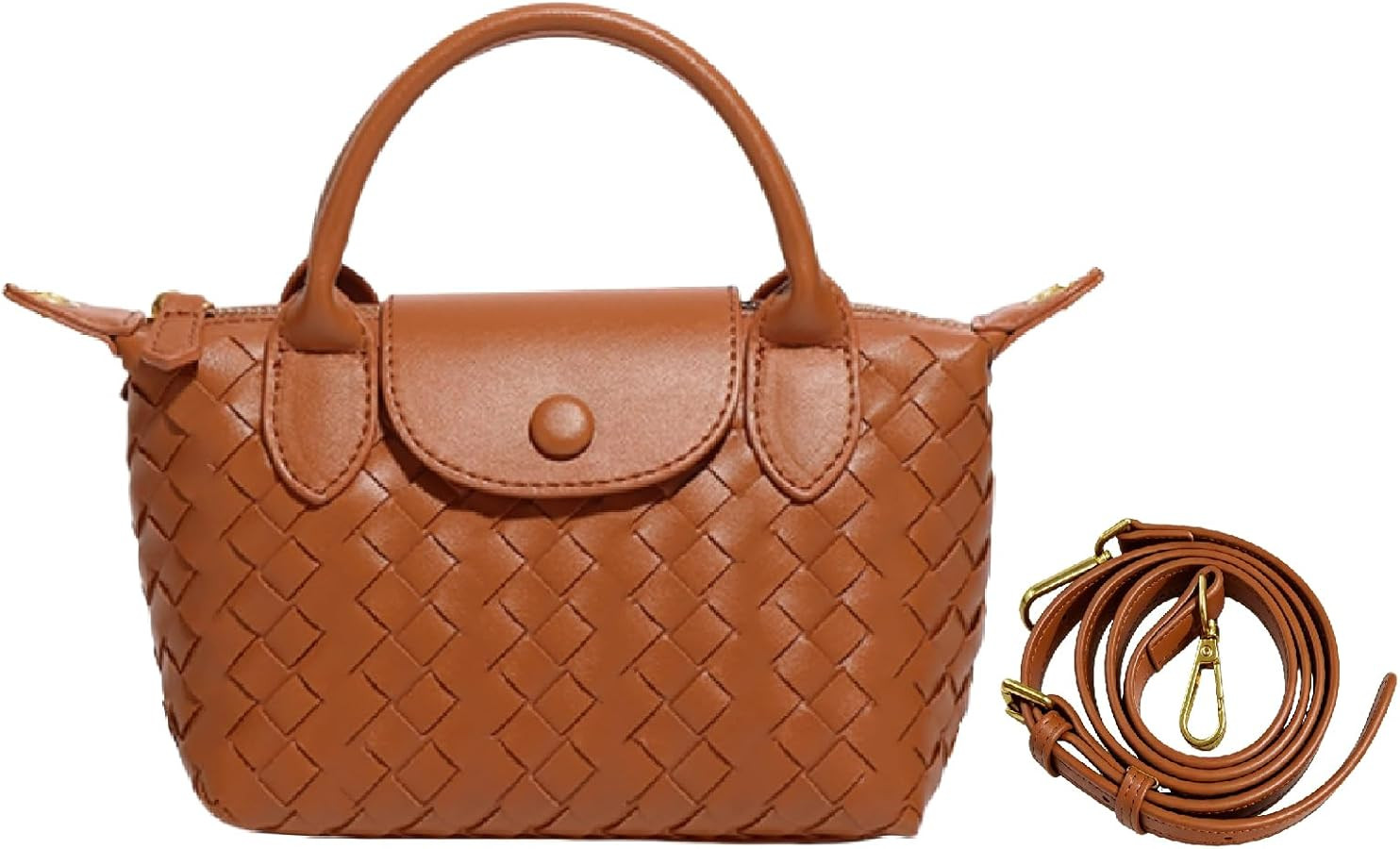 Woven Crossbody Bag, Cute Small Vegan Leather Purse for Travel | Amazon (US)