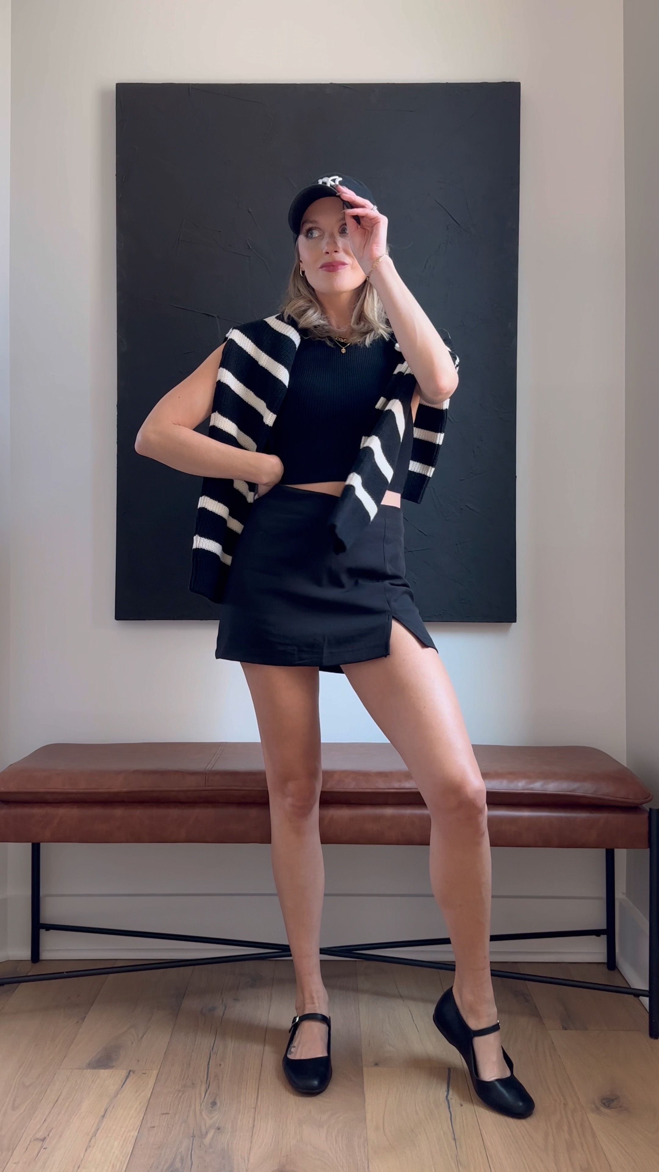 7 days of monochromatic Fall outfits | Day 2 🖤
. 
.
Skirt @aeropostale 
Top @aritzia 
Sweater @hm 
Ballet flats @dolcevita @francescas 
Hat @urbanoutfitters 

Follow for more outfit inspiration 🤍 
.
.
Fall outfit, fall fashion, fall outfits, fall style, Pinterest girl, Pinterest aesthetic, GRWM, ootd, casual outfit, street style, minimalist style 

#LTKfindsunder50 #LTKstyletip #LTKshoecrush