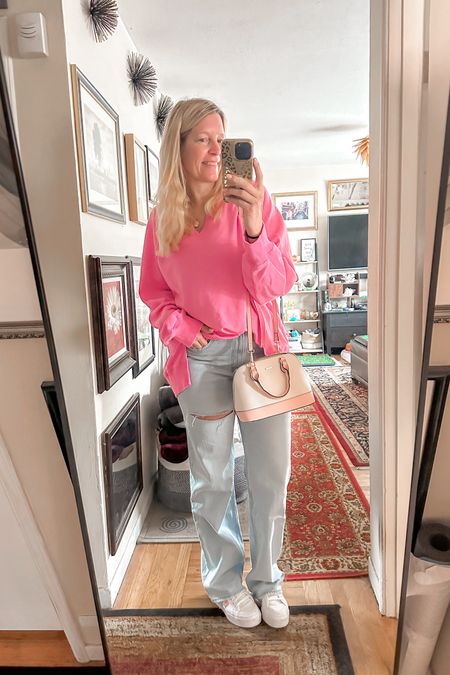 Bright colors for the summer. Love this oversized sweatshirt you can wear on or off the shoulder 

top large
jeans 30 long 
shoes 8



#LTKStyleTip #LTKOver40 #LTKFindsUnder100