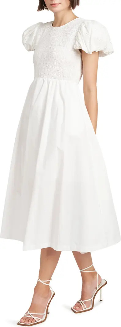 Felice Smock Bodice Cotton Midi Dress | Nordstrom