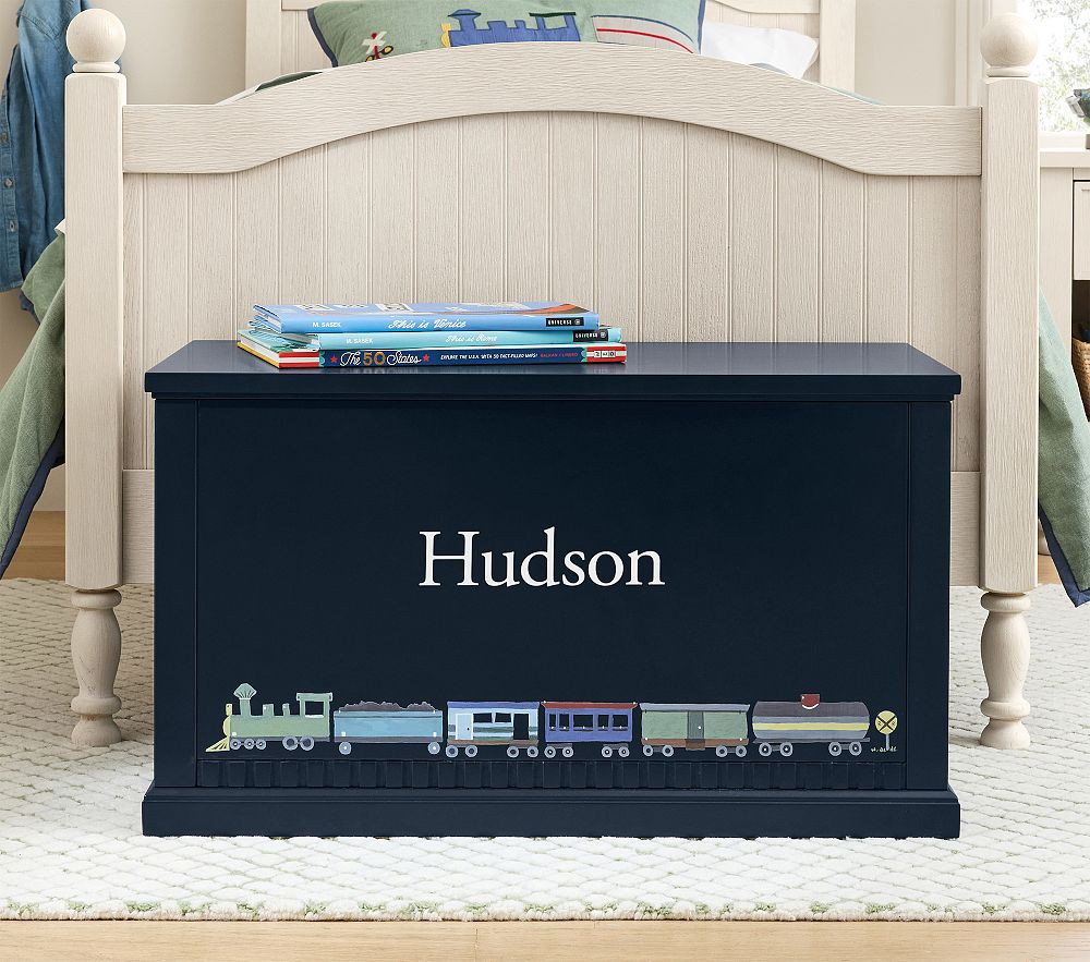 Painted Toy Chest with Trains (31") | Pottery Barn Kids