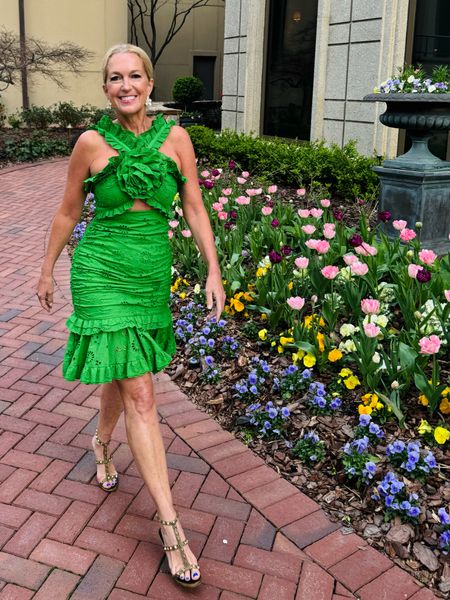 Spring greens, flowers, laughter (and lots of laugh lines)?this first day of Spring . . . 
|
#arebelinprada #flowerearrings #lisilerch #greendress #springstyle #vacationoutfit #weddingguestdress #cocktaildress #datenightdress #saksstyle 

#LTKwedding #LTKGala #LTKtravel