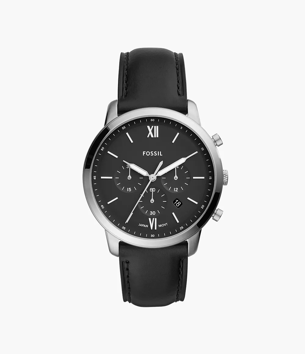 Neutra Chronograph Black Leather Watch | Fossil (US)