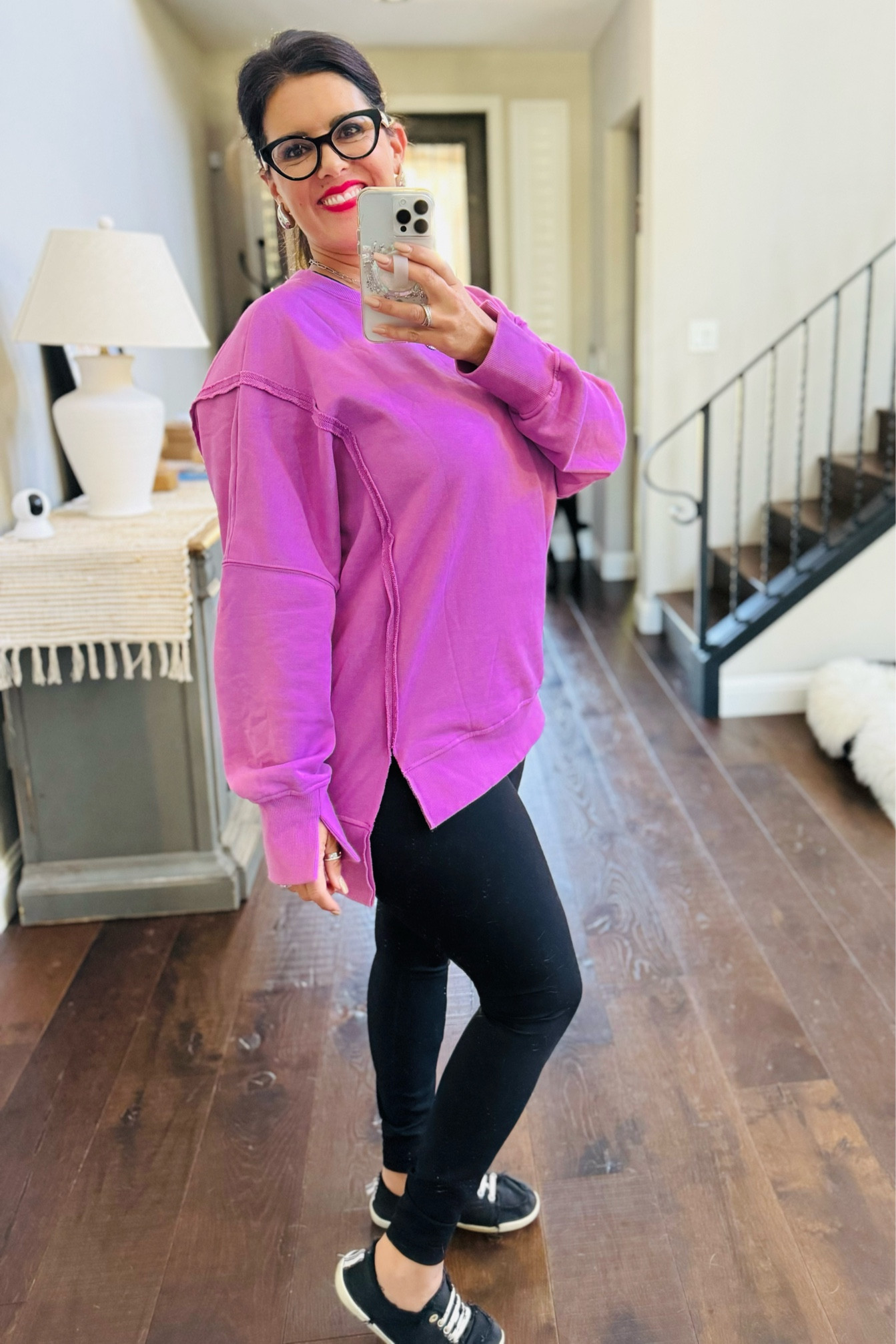 
Loving this oversized crewneck in pink-purple! 💜✨ It’s lightweight, super soft, and perfect for fall. The ribbed crewneck, side slits, and inside-out seam details give it that effortlessly cool vibe. I got the XL and love pairing it with leggings or jeans for a casual, comfy look. Shop it now on my LTK! #LTKFinds


Oversized sweatshirt, pink purple crewneck, soft fall sweater, casual fall fashion, LTK style, comfy oversized fit


#LTKStyle #LTKFall #OversizedSweatshirt #FallFashion #ComfyAndChic #LTKFinds #FallOutfit #CasualStyle #SweaterWeather

#LTKMidsize #LTKActive #LTKFindsUnder50