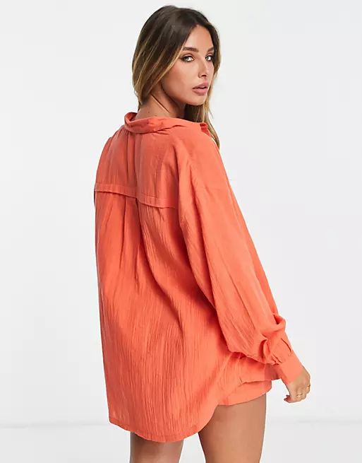 Isla & Bird oversized beach shirt in orange - part of a set | ASOS (Global)