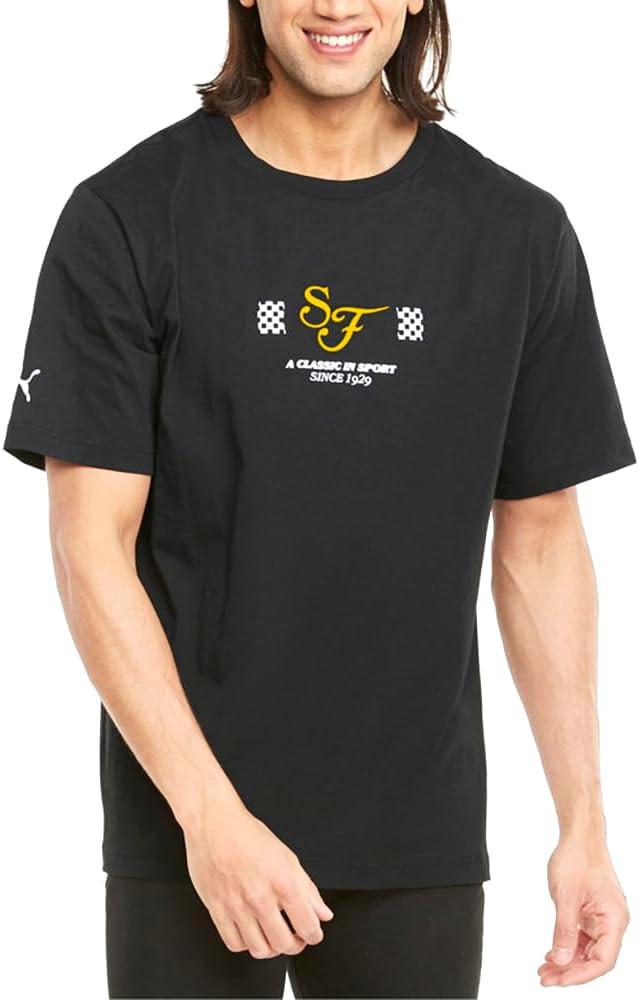 Puma Mens Sf Race Statement Logo Crew Neck Short Sleeve Athletic Tops Casual - Black - Size S | Amazon (US)