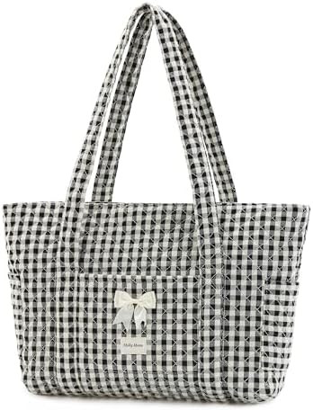 Molly Moon Quilted Tote Bag for Women, Quilted Floral Gingham Tote Bags with Zipper, Cute Bow Sho... | Amazon (US)