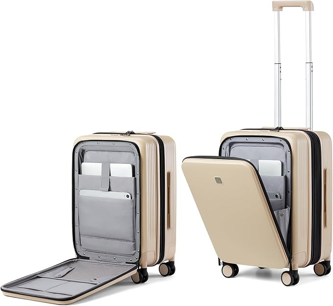 Hanke Grace Expandable Carry On Luggage with Wheels Airline Approved Hard Shell Suitcases with Fr... | Amazon (US)