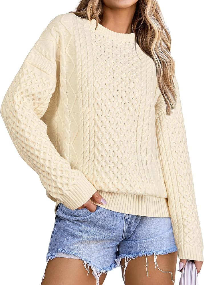 Arach&Cloz Women's Wool Blend Cable Knit Fall Winter Chunky Oversized Sweaters 2025 | Amazon (US)