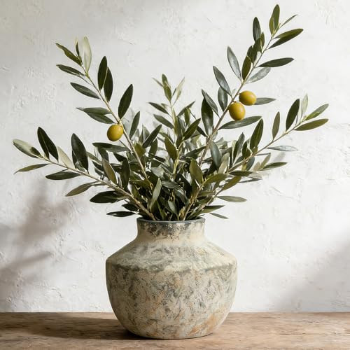 ELYSIIRENA Ceramic Vase, 5.5 Inch Pottery Farmhouse Rustic Vase, Handcrafted Weathered Vases, Small Flower Vase for Home Decor, Living Room, Table, Shelf, Mantel, Neutral | Amazon (US)