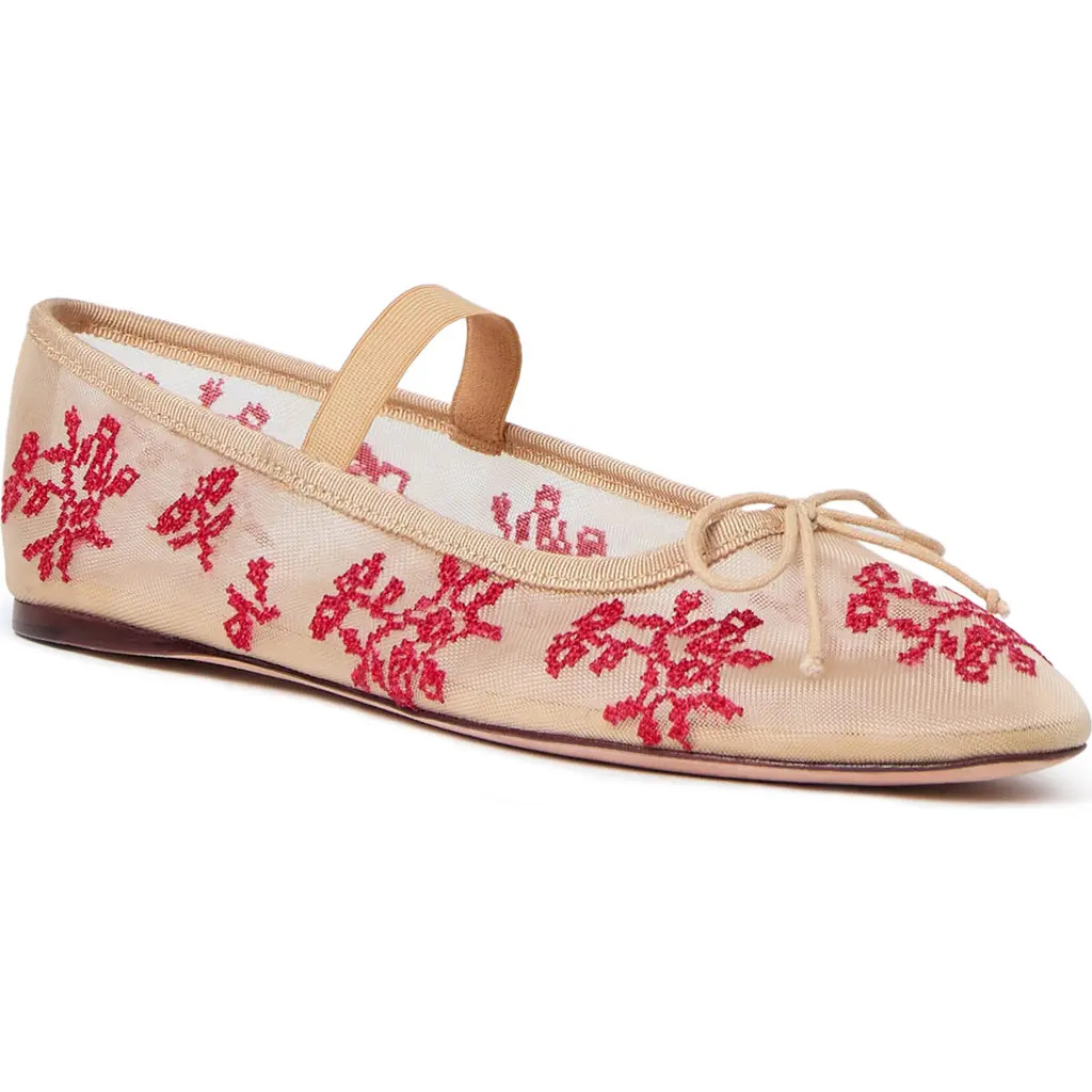 Loeffler Randall Leonie Mary Jane Flat in Caramel/red at Nordstrom, Size 7 | Nordstrom