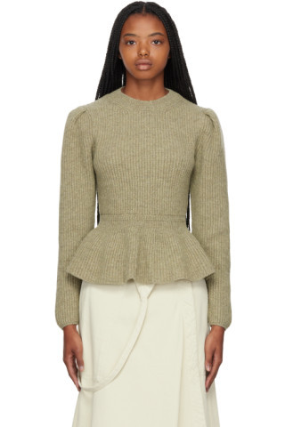 Green Peplum Sweater | SSENSE
