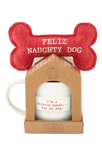 Mud Pie Feliz Naughty Dog Mug & Dog Toy Set in Red at Nordstrom Rack | Nordstrom Rack