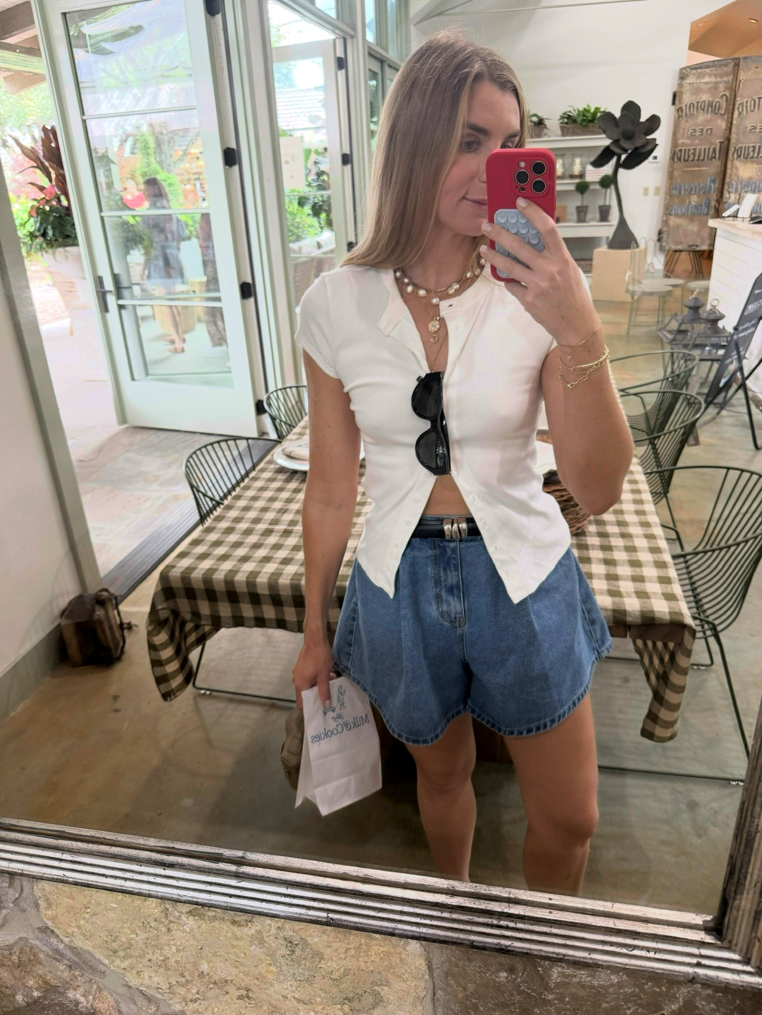 Top: Reformation 
Shorts: Source Unknown (will link similar)
Belt: Madewell

#LTKxMadewell #LTKFindsUnder50 #LTKFindsUnder100